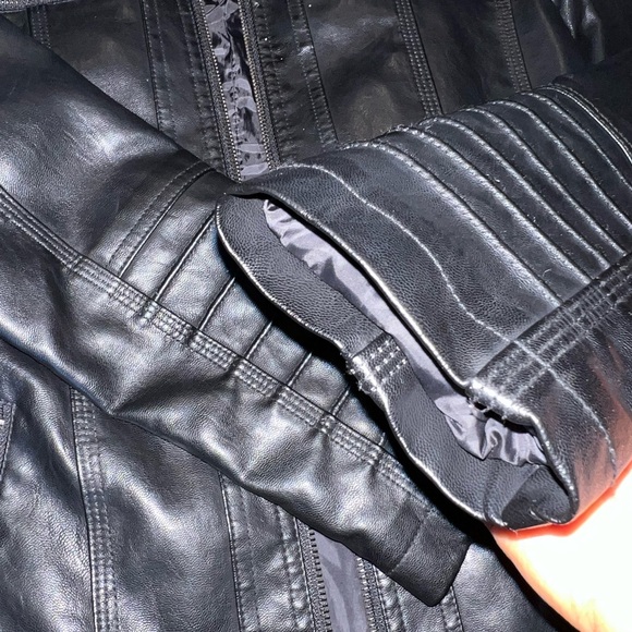 SOLD Faux Leather Black Zip Up Jacket - Picture 11 of 11